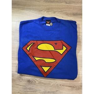 Vintage Warner Bros Superman Graphic T Shirt Blue Short Sleeve 90s Sz L Graphic